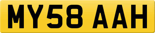 MY58 AAH private number plate